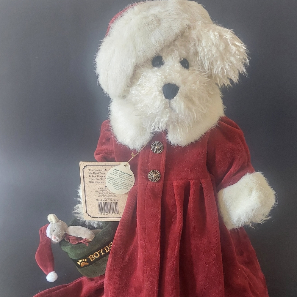Boyds Bears Tasha B Frostberry 14” Limited Edition Christmas 1999 With Stand